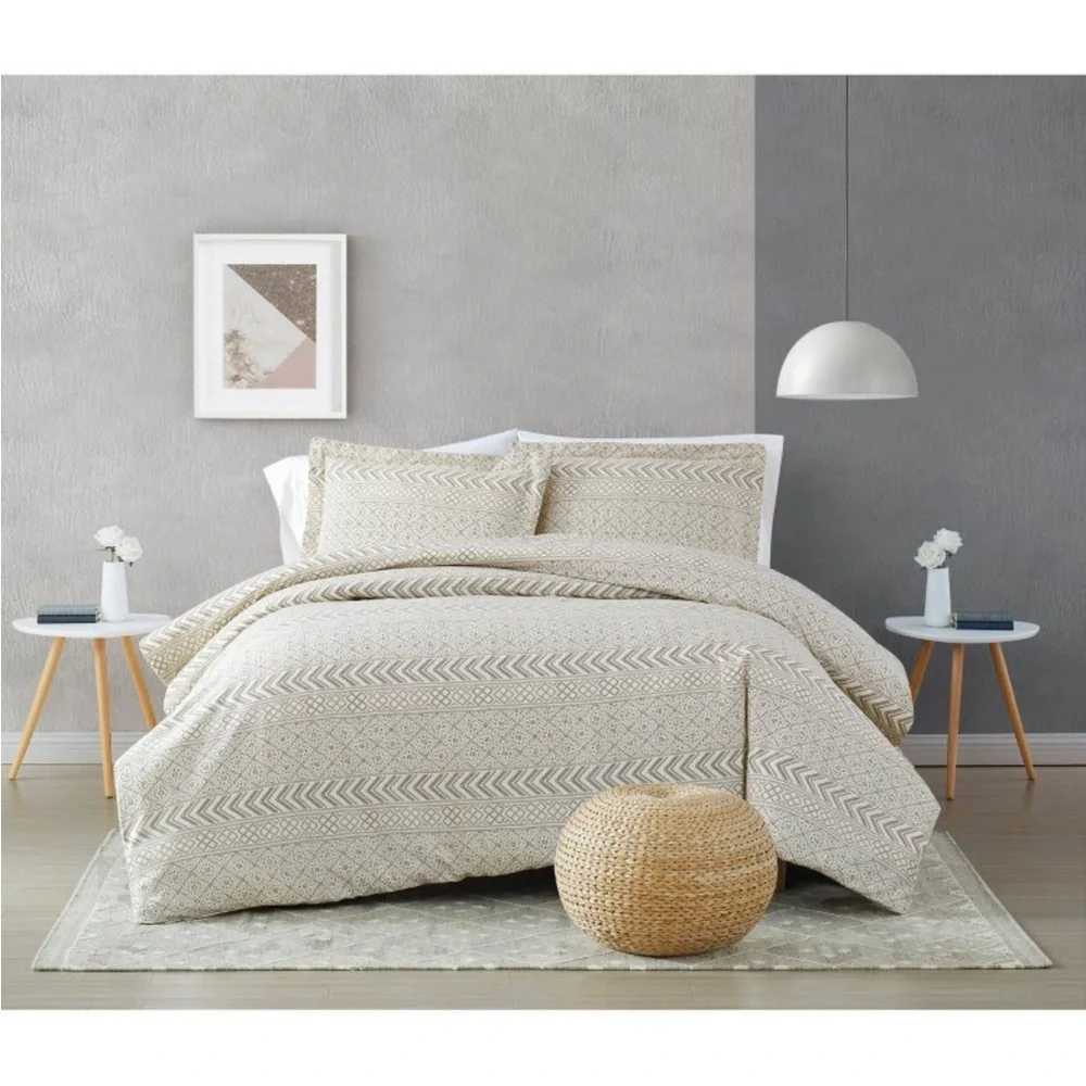 BROOKLYN LOOM NWT 2pc chase quilt set -cream/black -twin XL